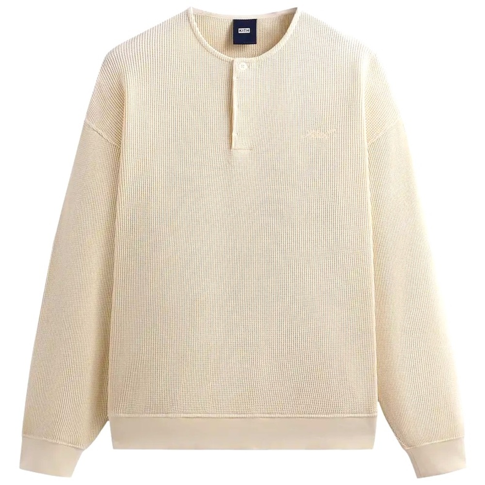 KITH F/W23 Kith Waffle Atkins Pullover in 'Muslin' size small